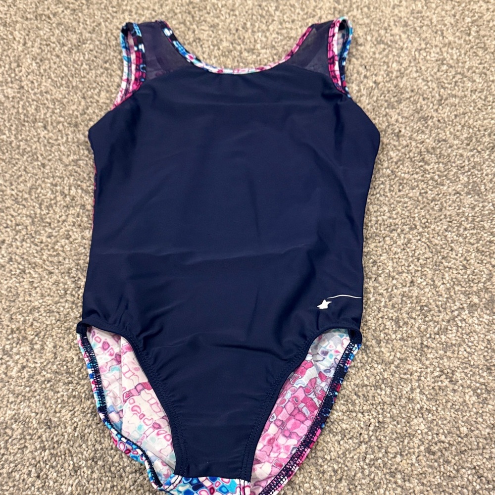 Stylish Kids' Navy leotard with Pink Highlights